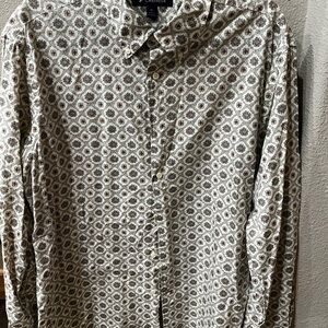 Daniel Cremieux Cream and Brown Geometric Shirt